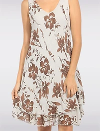 Robe Légère Sans Manches à Col V Imprimé Floral en Tissu Froissé par Froccella