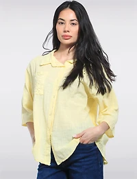 Chemise Broderie Œillet Boutonnée Manches 3/4 Ourlet Asymétrique par Froccella