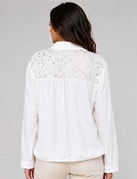 Chemise à Boutons Coupe Ample, Poche Paillettes et Ourlet Cordon Froccella
