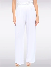 Pantalon Décontracté à Jambe Large en Mélange Coton-Lin par Froccella