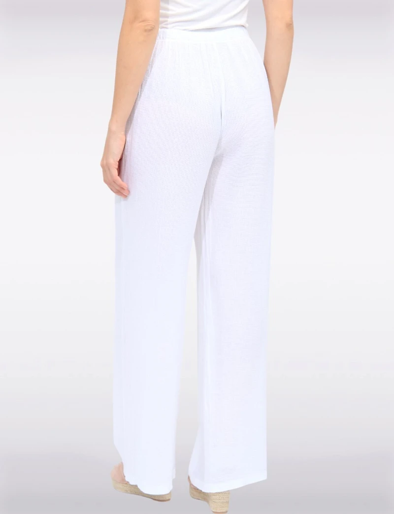 Pantalon Décontracté à Jambe Large en Mélange Coton-Lin par Froccella