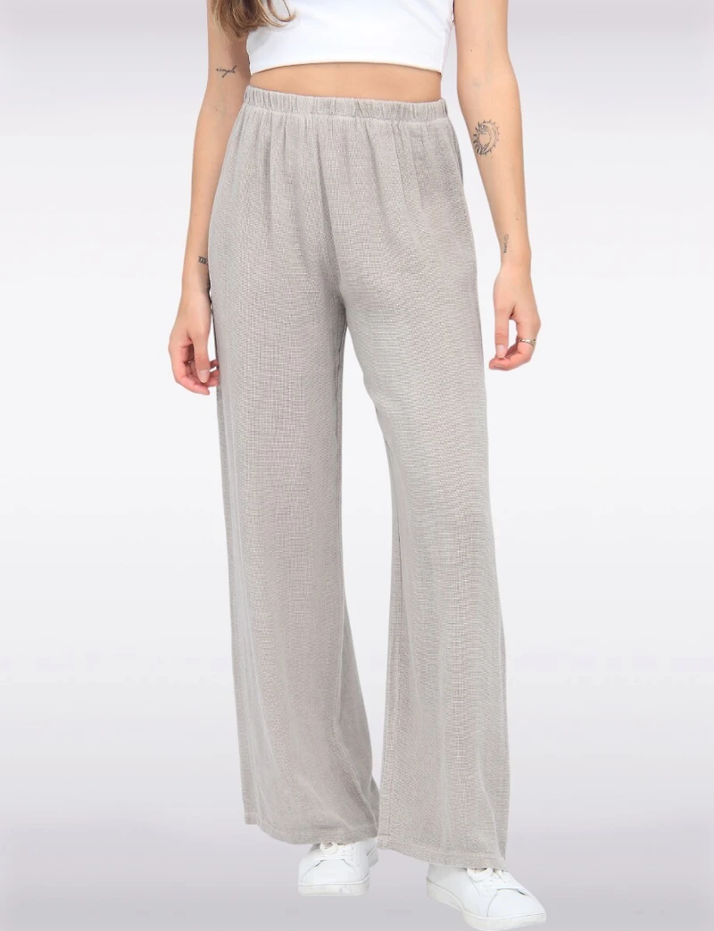 Pantalon Décontracté à Jambe Large en Mélange Coton-Lin par Froccella