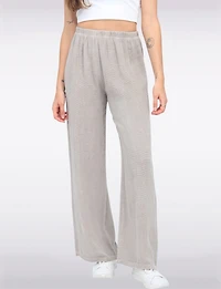 Pantalon Décontracté à Jambe Large en Mélange Coton-Lin par Froccella