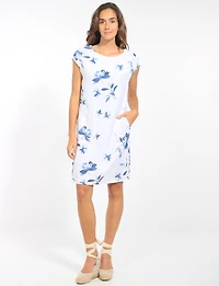 Robe Midi Élégante Imprimé Floral en Mélange de Lin Léger par Froccella