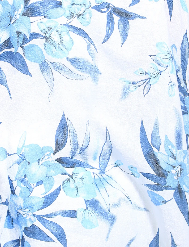 Chemise en Lin Imprimé Floral Coupe Décontractée à Manches Courtes par Froccella