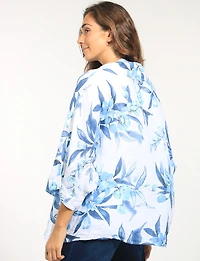 Chemise en Lin Imprimé Floral Coupe Décontractée à Manches Courtes par Froccella