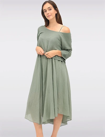 Robe Deux Pièces Polyvalente en Coton Doublée avec Ourlet Arrondi par Froccella