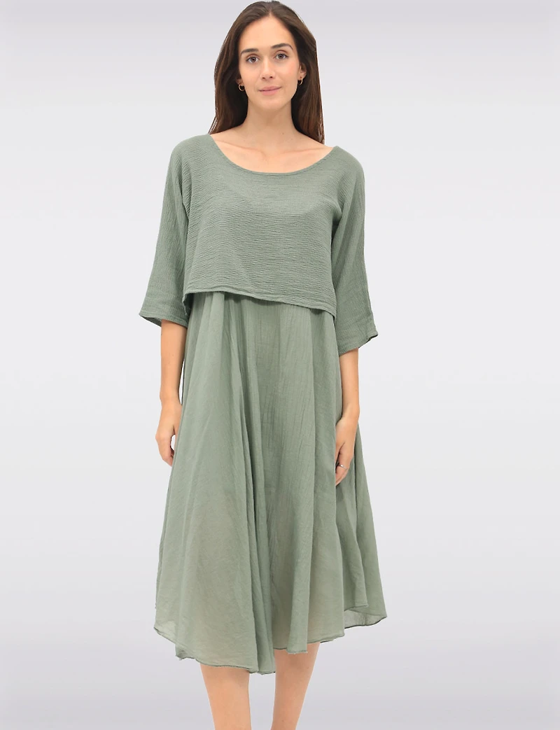 Robe Deux Pièces Polyvalente en Coton Doublée avec Ourlet Arrondi par Froccella