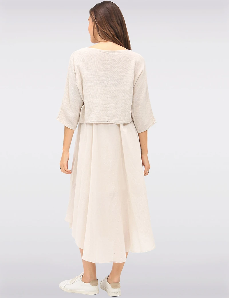 Robe Deux Pièces Polyvalente en Coton Doublée avec Ourlet Arrondi par Froccella