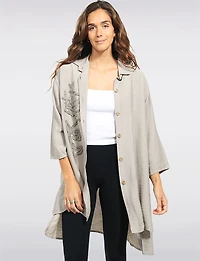 Haut Ample Longue Chemise À Col Boutonné Et Motif Floral Brodé Par Froccella