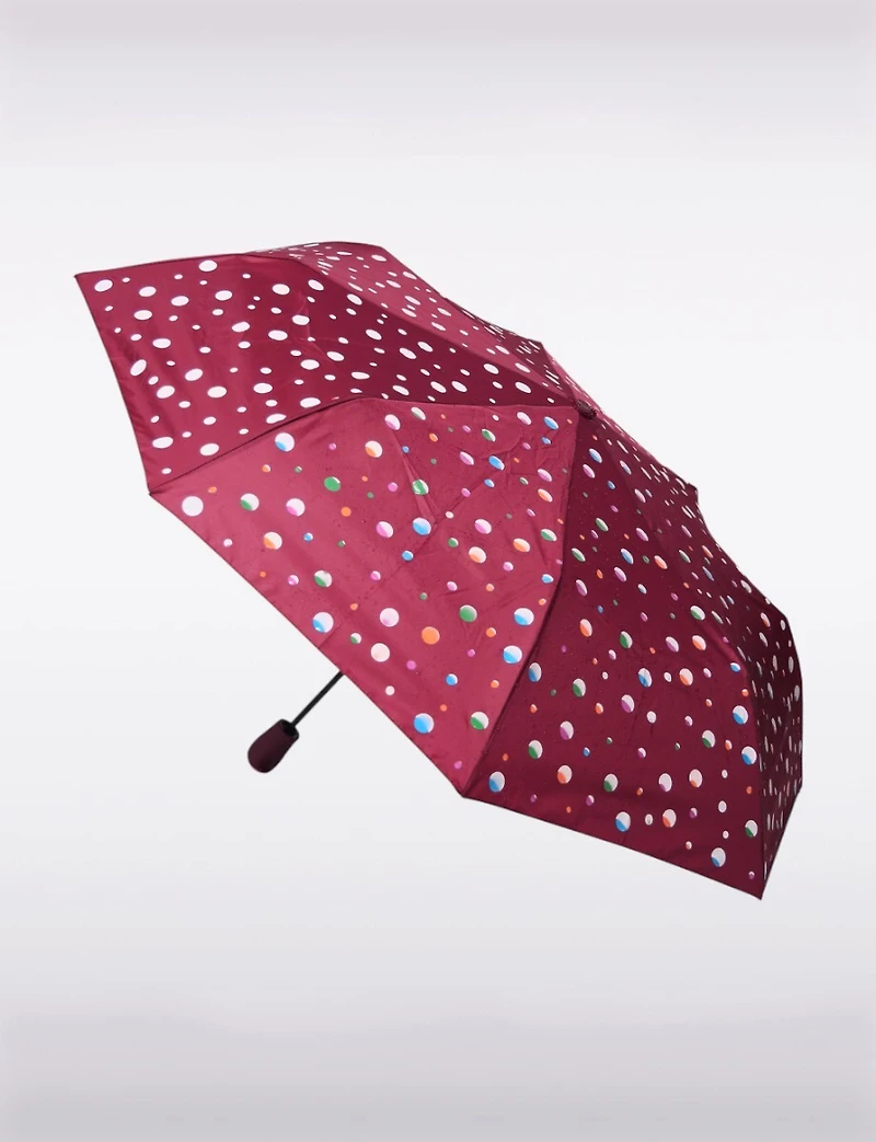 Parapluie Compact Pliable Imperméable Anti-UV À Motif Pois Changeant De Couleur
