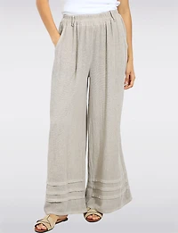 Pantalon Décontracté en Lin-Coton à Taille Haute et Jambe Large par Froccella