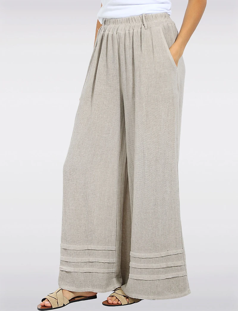 Pantalon Décontracté en Lin-Coton à Taille Haute et Jambe Large par Froccella