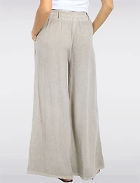 Pantalon Décontracté en Lin-Coton à Taille Haute et Jambe Large par Froccella