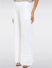 Pantalon Décontracté en Lin-Coton à Taille Haute et Jambe Large par Froccella