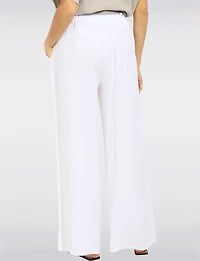 Pantalon Décontracté en Lin-Coton à Taille Haute et Jambe Large par Froccella