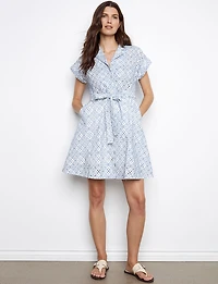 Robe en Broderie Anglaise Boutonnée à Ceinture Amovible & Poches par Charlie B