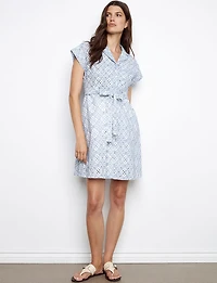 Robe en Broderie Anglaise Boutonnée à Ceinture Amovible & Poches par Charlie B