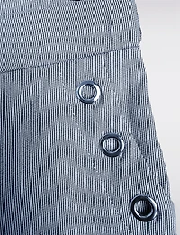 Capri Bleu Rayé Coupe Ajustée Extensible avec Détails Œillets et Fentes au Bas