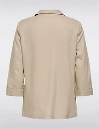 Blazer Léger en Lin Drapé Ouvert à Manches 3/4 Retroussées Pour Femme par Only