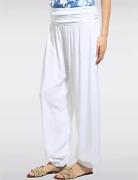 Pantalon Ballon Solide Fluide à Taille et Ourlet Élastiques par Froccella