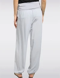 Pantalon Ballon Solide Fluide à Taille et Ourlet Élastiques par Froccella