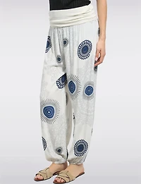Pantalon Ballon Taille Froncée Ourlet Élastiqué & Motif Circulaire par Froccella