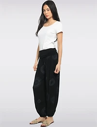 Pantalon Ballon Taille Froncée Ourlet Élastiqué & Motif Circulaire par Froccella