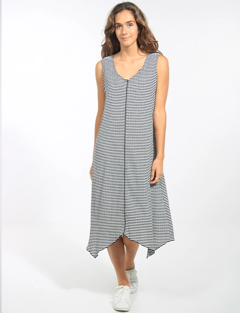 Robe Asymétrique Fluide Sans Manches À Col V Motif Vichy par Pure Essence