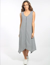 Robe Asymétrique Fluide Sans Manches À Col V Motif Vichy par Pure Essence
