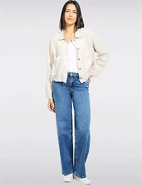 Veste En Broderie Anglaise Avec Ourlet Effiloché & Poches Pailletées – Froccella