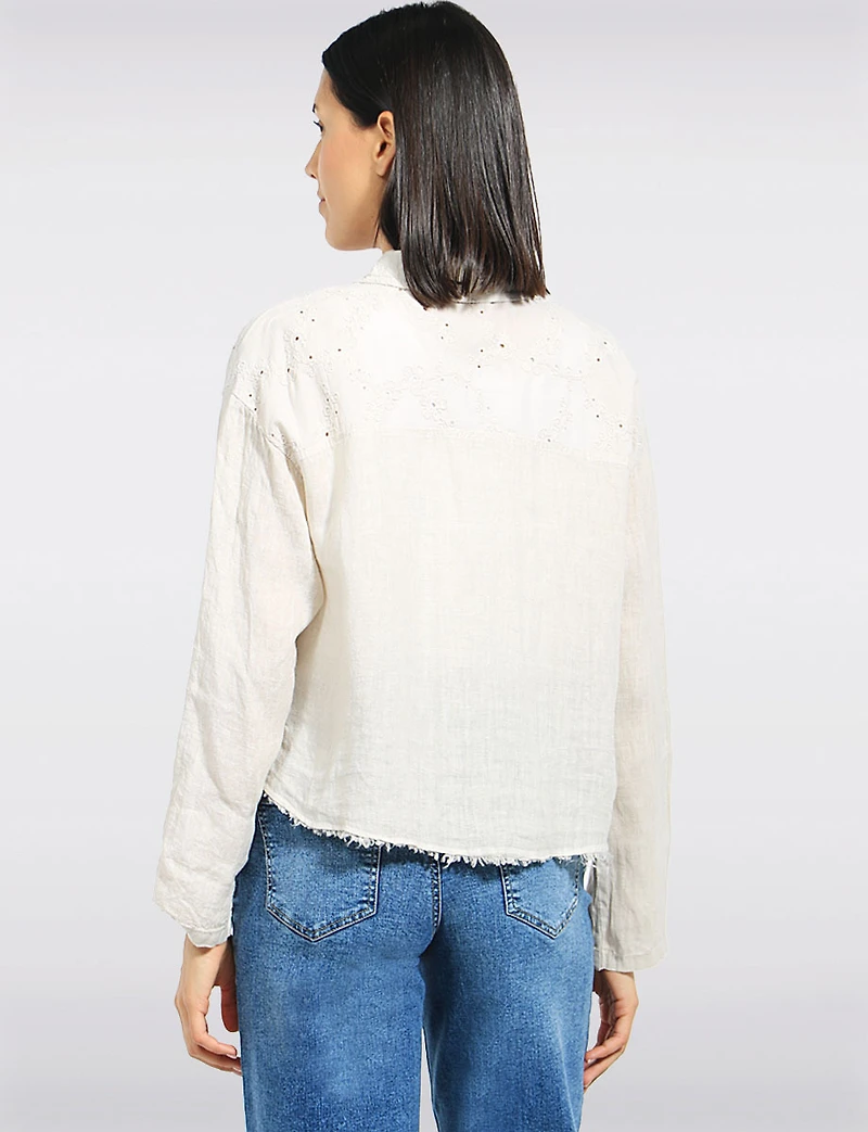 Veste En Broderie Anglaise Avec Ourlet Effiloché & Poches Pailletées – Froccella