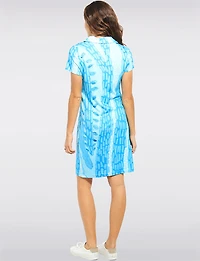 Robe À Imprimé Abstrait Col Chemise Manches Courtes & Poches - Claire Desjardins