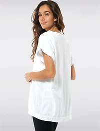 Haut Coton & Lin Imprimé Palmiers Et Strass Avec Cordon À L'ourlet Par Froccella