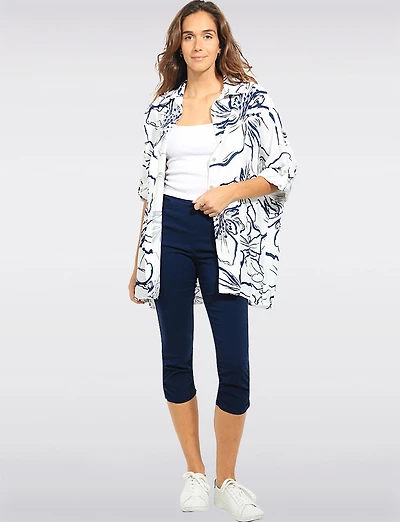 Chemise Florale Manches 3/4 Ajustables Coupe Ample Avec Boutonnée par Froccella