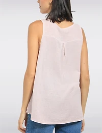 Chemise en Lin Sans Manches Col Fendu Ourlet Brodé Anglais par Froccella