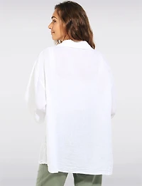 Chemise Lin Coton Boutonnée Manches 3/4 et Détails Brodés par Froccella