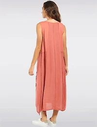 Robe Maxi Coupe Ballon Patchwork en Lin Coton avec Cordon par Froccella