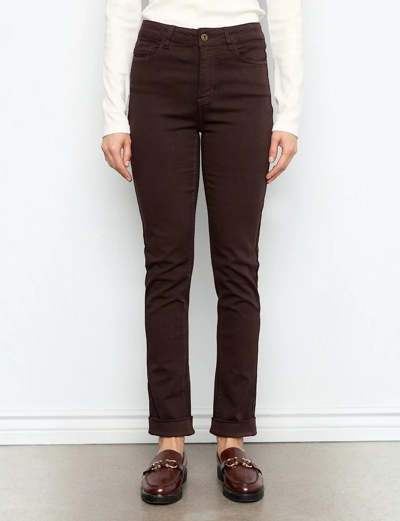 Pantalon En Sergé À Taille Haute Ajustée & Chevilles Retroussées Par Charlie B