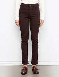 Pantalon En Sergé À Taille Haute Ajustée & Chevilles Retroussées Par Charlie B