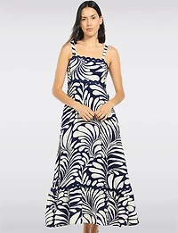 Robe Imprimée Doublée Sans Manches Détail Festonné & Poches par Stella Morgan