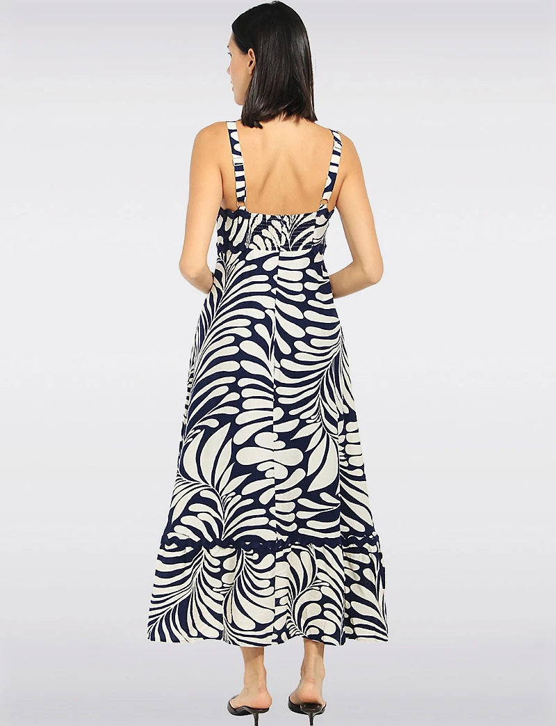 Robe Imprimée Doublée Sans Manches Détail Festonné & Poches par Stella Morgan