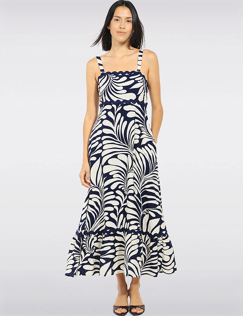 Robe Imprimée Doublée Sans Manches Détail Festonné & Poches par Stella Morgan