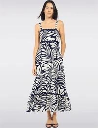 Robe Imprimée Doublée Sans Manches Détail Festonné & Poches par Stella Morgan