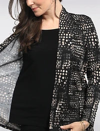 Cardigan Extensible À Manches Longues Haut Intégré & Imprimé Abstrait Par Perle