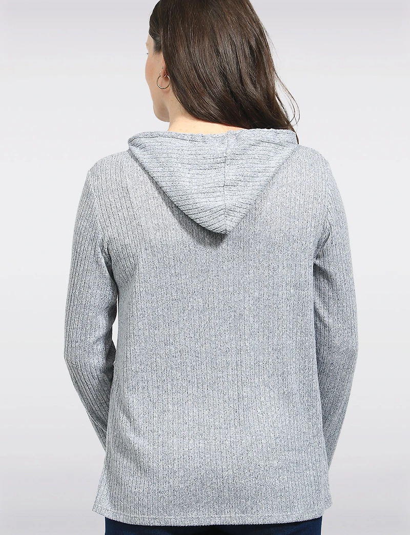 Hoodie En Tricot Côtelé Uni Avec Cordons Ajustables & Fentes Latérales par Perle