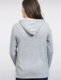 Hoodie En Tricot Côtelé Uni Avec Cordons Ajustables & Fentes Latérales par Perle
