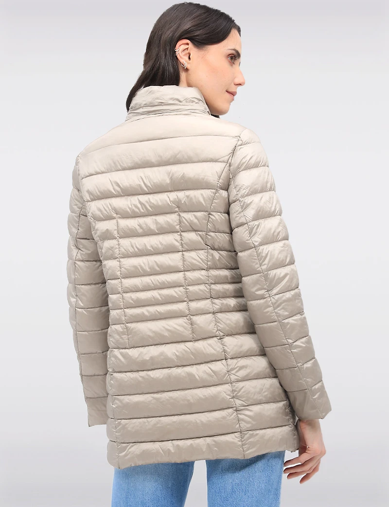 Veste Légère Cornelia Doudoune Matelassée Longue Capuche Amovible Vegan par Saki