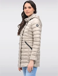 Veste Légère Cornelia Doudoune Matelassée Longue Capuche Amovible Vegan par Saki