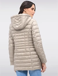 Veste Légère Cornelia Doudoune Matelassée Longue Capuche Amovible Vegan par Saki